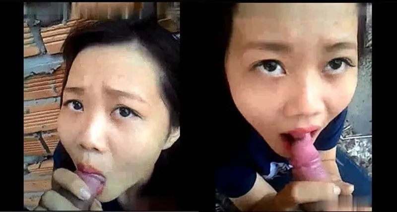 Cô bạn gái bú chuối ở vườn sau nhà